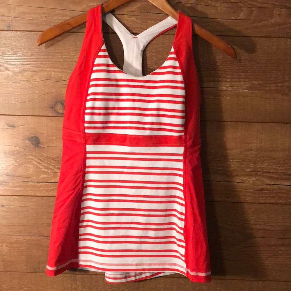 Lululemon Fast Track Striped Racer Back Tank Top